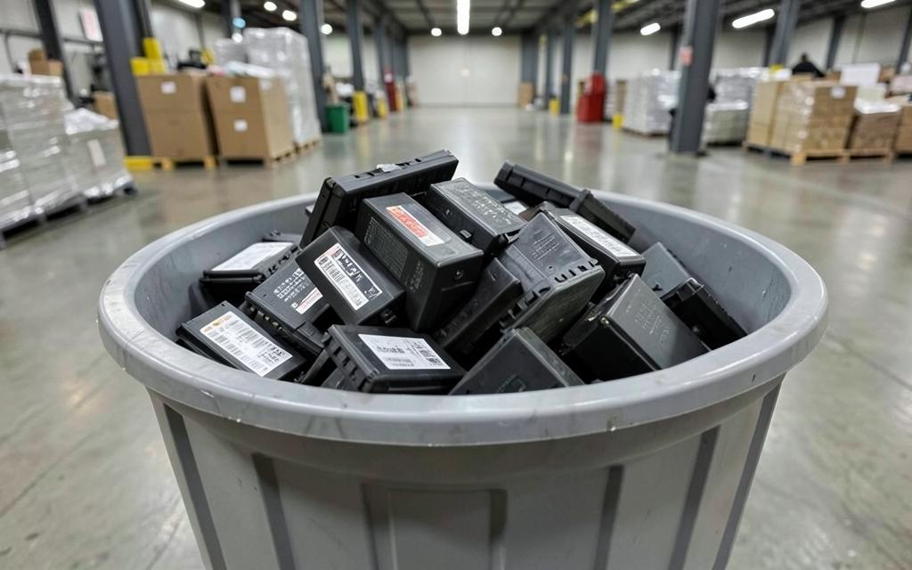 Packs de batería con carcasa rígida en un contenedor de acopio